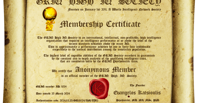 New GRIQ Membership Certificate